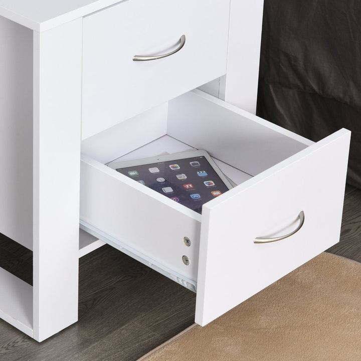 Mesa de Cabeceira com 2 gavetas pés em forma de U 48x39x54 Branco