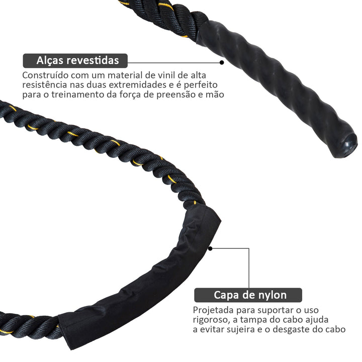 Corda de Batalha Battle Rope Exercício Formação Fitness Crossfit ?38mm Comprimento 9m Poliéster Ultra-Resistente