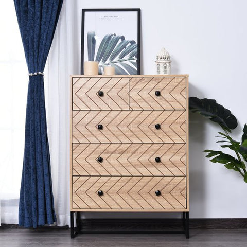 Cômoda tipo armário auxiliar com 5 Gavetas amplo espaço de Armazenamento para Escritório sala de estar 80x39.5x110cm