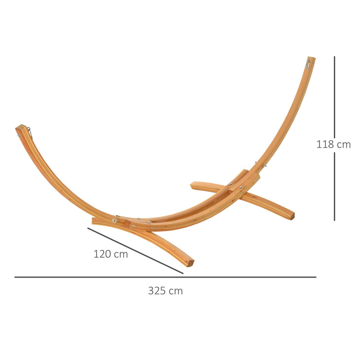 Suporte para Camas de Rede de Madeira 325x120x118cm Estrutura para Cama de Rede Dupla Carga Máxima 120kg para Jardim Terraço Interior e Exterior Natural