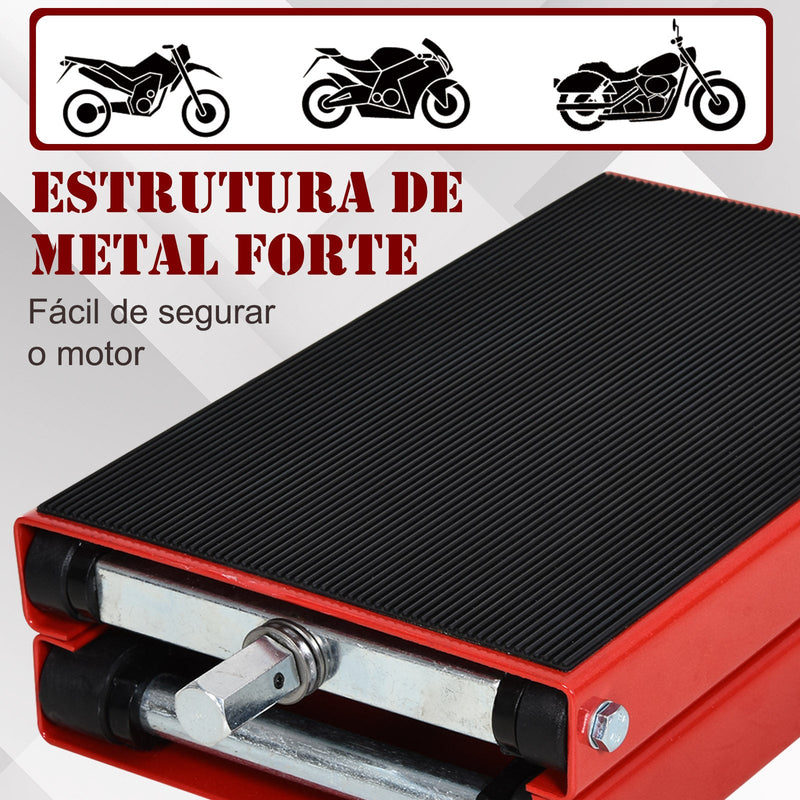 Plataforma de elevação de tesoura com altura ajustável Carga 500 kg 41,5x23,5x10-37 cm Preto e Vermelho