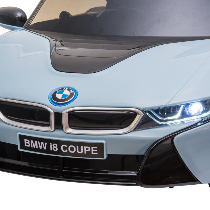 Carro elétrico BMW I8 COUPE com licença para crianças de +3 anos Bateria 6V Controle Remoto e Manual com Buzina Música MP3 e Faróis 115x72,5x46 cm Azul