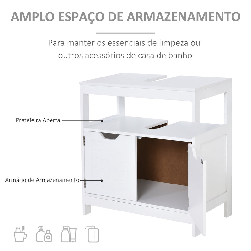 Armário Sob Lavatório com Prateleira Anti-Inclinação 60x30x60 cm Branco