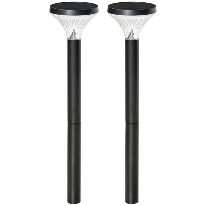Candeeiros de Pé de Exterior Altura 91,5cm com Luz LED Solar Sensor Crepúsculo e Brilho Variável Conjunto de 2 Candeeiros de Jardim IP44 para Pátio Parque Exterior Preto