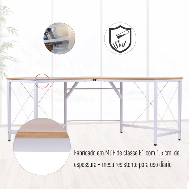 Mesa de computador PC Mesa de escritório formulário de tabela de canto L Armação de Aço 150x150x76cm