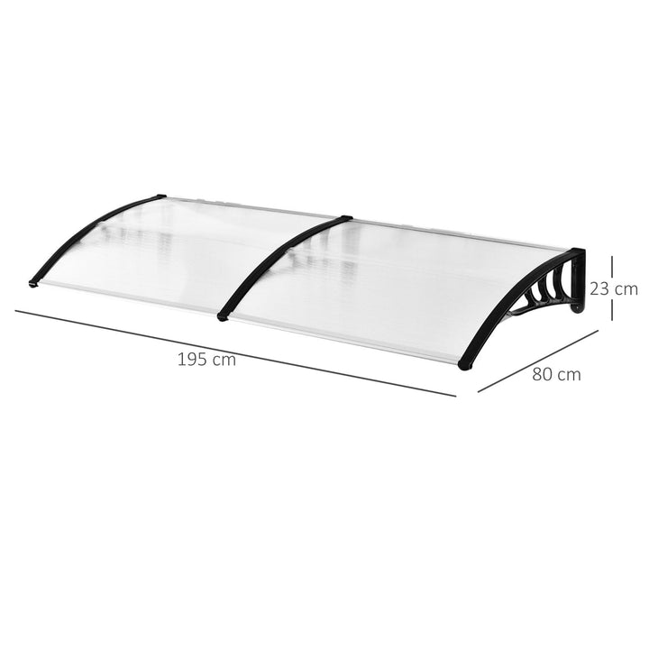 Marquise para Portas e Janelas 195x80cm Marquise com Proteção para Sol e Chuva com Painéis de Policarbonato Transparente