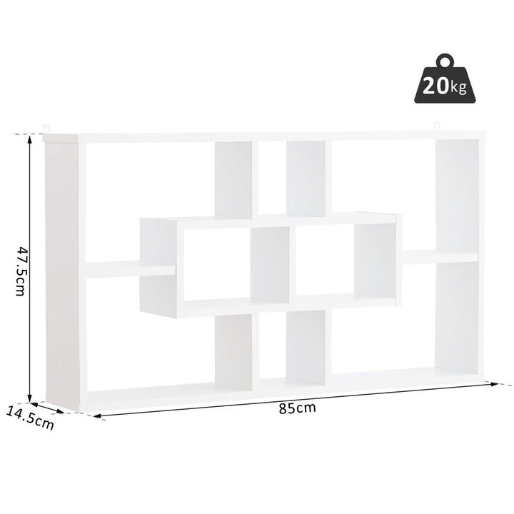 Prateleira de parede decorativa Conjunto de 8 prateleiras Estante para CDs Estantes Flutuantes Cubos Modernos 85x14,5x47,5cm Carga 20kg Madeira
