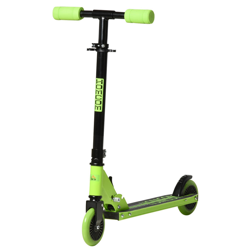 Trotinete para Crianças acima de 3 Anos Dobrável Scooter de 2 Rodas com Guiador Altura Ajustável Freio Posterior e Pedal Antiderrapante Carga 50kg 67,7x34x79,5-89,5cm Verde