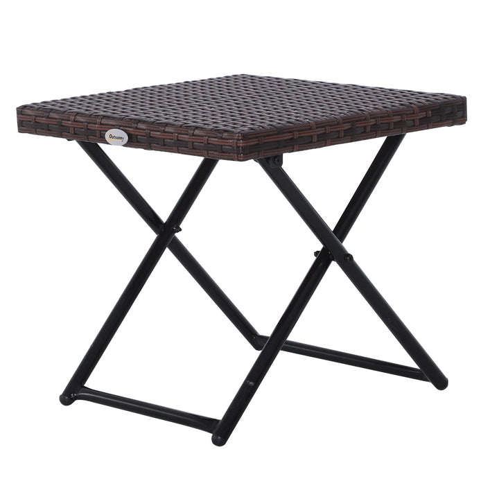 Mesa dobrável para jardim em vime e aço inoxidável com pernas cruzadas 40x40x40 cm marrom