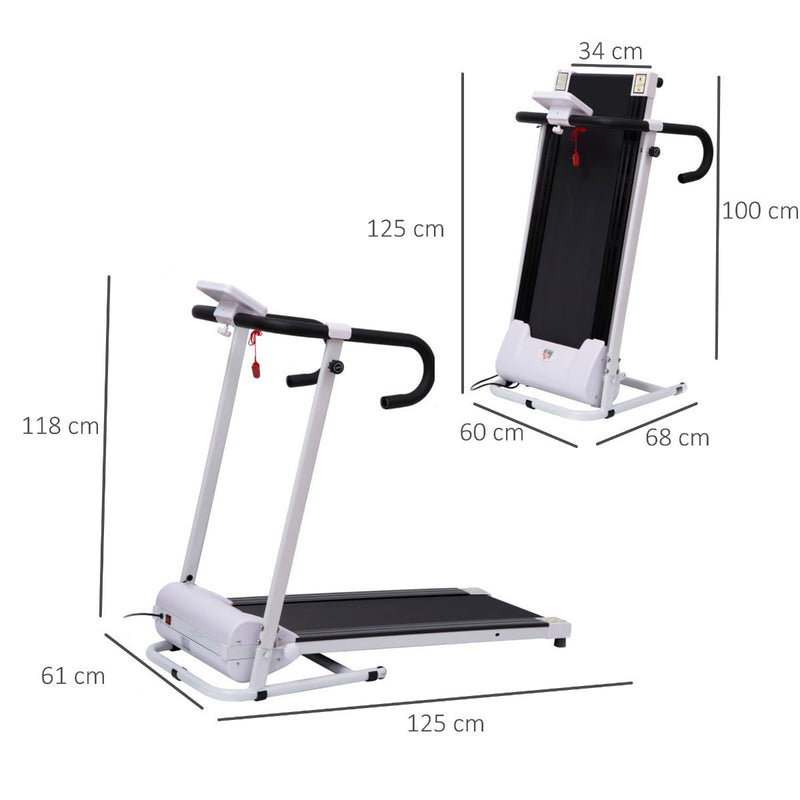 Passadeira Dobrável e Elétrica de 500W para Fitness 1-10Km/h com Visor LCD e Carga Máx. 110kg 125x61x118cm