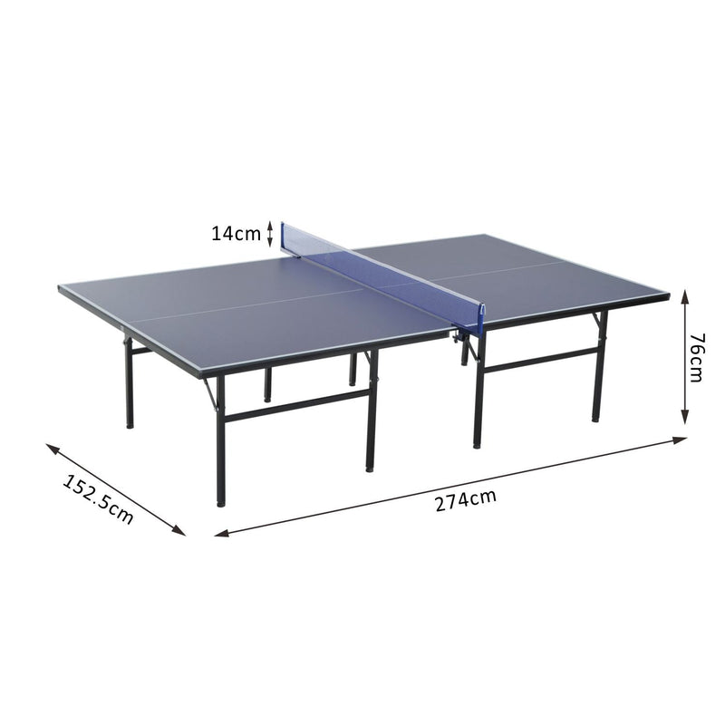 Mesa de Ping Pong Dobrável com Rede – Cor Azul – Aço e MDF – 152.5x274x76cm