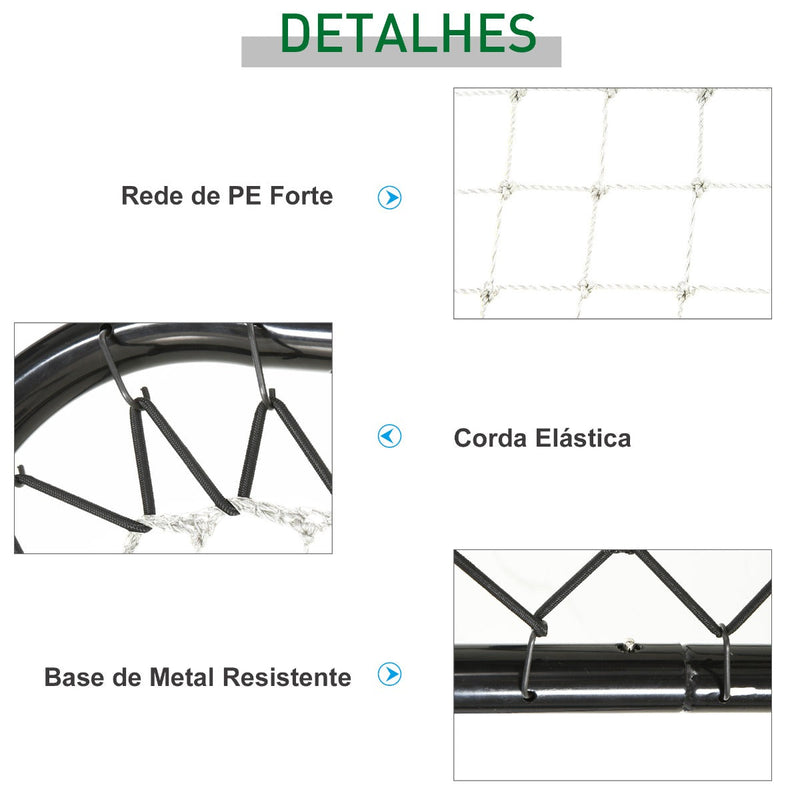 Rede de Rebote Dobrável com Ângulo Ajustável de 5 Níveis para Treinamento de Futebol Tenis Beisebol Desportes 84x78x65-78cm Preto