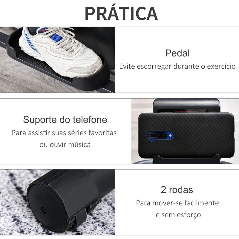 Bicicleta elíptica de fitness com Resistência Magnética Ajustável Tela LCD Sela Ajustável Monitor de Frequência Cardíaca e Volante 3 kg 103x62x151 cm Preto