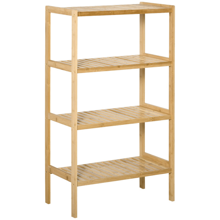 Estante de Bambú de 4 Níveis Móvel Organizador Multifuncional para Casa de Banho Cozinha Sala de Estar com Dispositivo Anti-Rolamento 62x33x112cn Natural