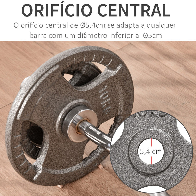 Conjunto de 6 Discos de Peso 35kg Discos Olimpicos com Orifício Central de Ø5,4cm para Treinamento em Casa Academia Prata