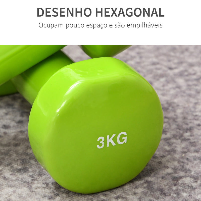 Jogo de 8 Halteres Hexagonais 4 Pares 4kg 3kg 2kg 1kg com Revestimento Pesos para Exercícios em Casa Academia Aço Multicolor