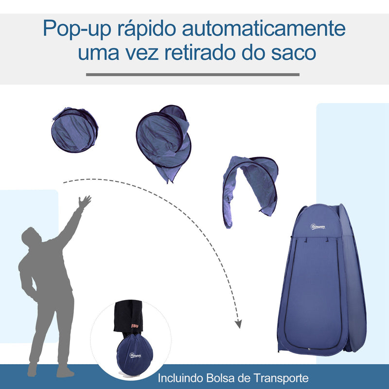 Outsunny Tenda de acampamento multifuncional leve e dobrável à prova d'água Estrutura flexível e estável com sistema POP-UP 100x100x185cm Azul