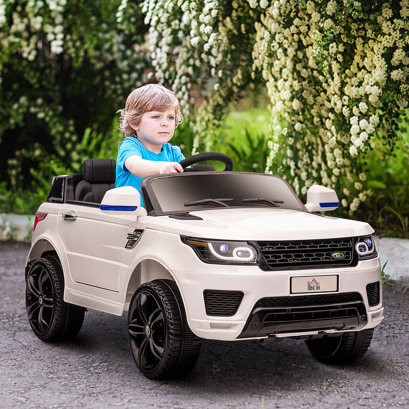 Carro Elétrico SUV para Crianças de 3-6 Anos Carro de Bateria 12V com 2 Motores Controlo Remoto Faróis Buzina Bluetooth Música USB e Abertura de Porta 3-5km/h 110x68x52cm Branco