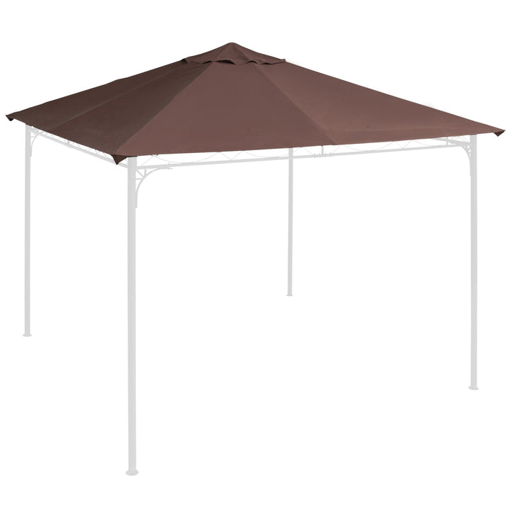 Cobertura de substituição de 3 x 3 m para barraca de jardim gazebo ao ar livre com 8 orifícios de drenagem e ventilação marrom