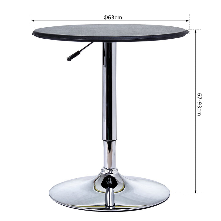 Mesa de Bar Redonda ajustável em altura hidráulica Pub Vinil Preto Ø63x(67-93) cm