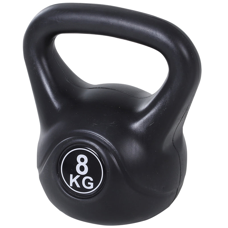 Peso Russo de 8 kg Kettlebell Preenchido de Areia com Punho Largo e Antiderrapante para Exercícios e Treinos em Casa e Ginásio 22x17x24 cm Preto