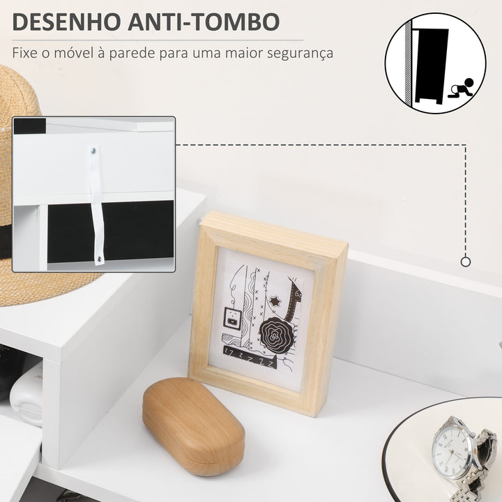 Sapateira de Madeira Móvel para Sapatos com 11 Prateleiras Abertas para 18 Pares de Sapatos e Armário com Fechadura para Corredor Entrada 80x27x112 cm Branco