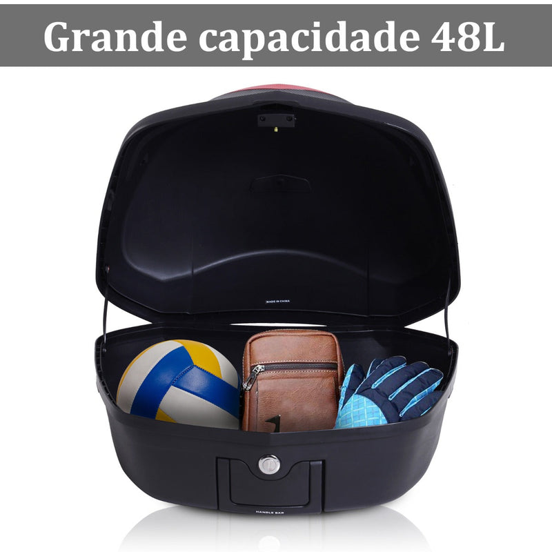 Baú Universal de Motocicleta 48L Com Chaves e Acessórios Topcase para Capacete de Motocicleta Motocicleta Ciclomotores Scooter