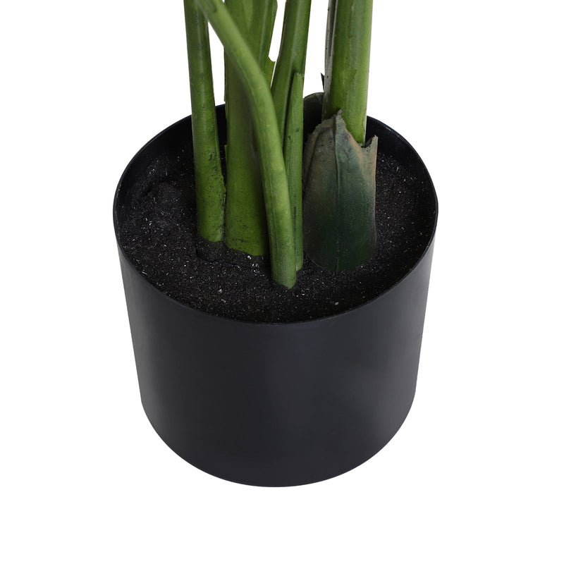 Planta de Decoração artificial de Palma Árvore realista com vaso de flores 7 folhas ?15x120cm para exterior e interior Não requer instalação