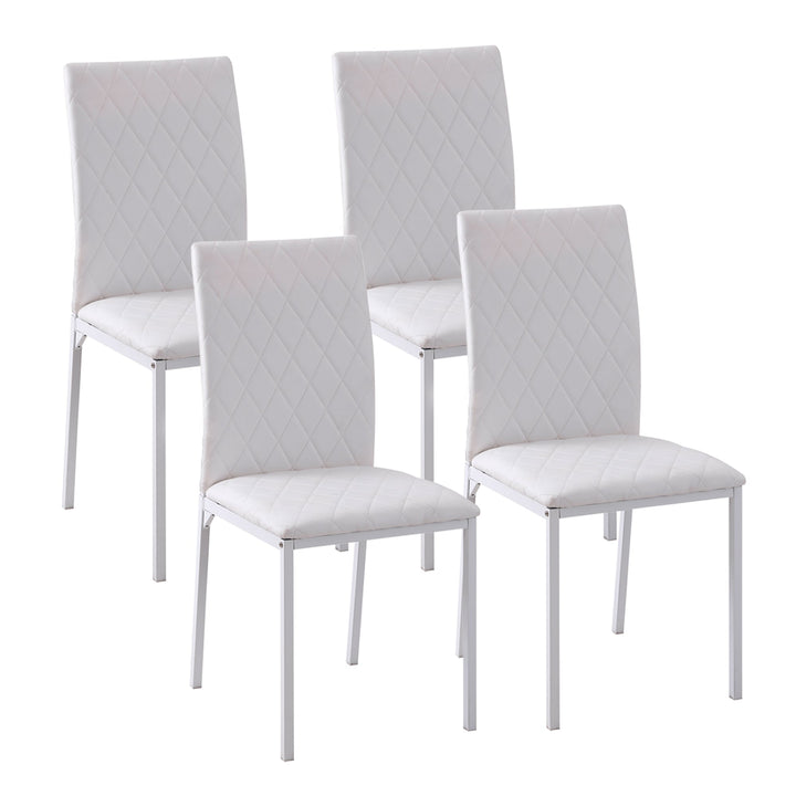 Conjunto de 4 Cadeiras de Sala de Jantar Estofadas com Pés de Metal Cadeiras Modernas para Cozinha Carga Máxima 41x50x91cm Branco