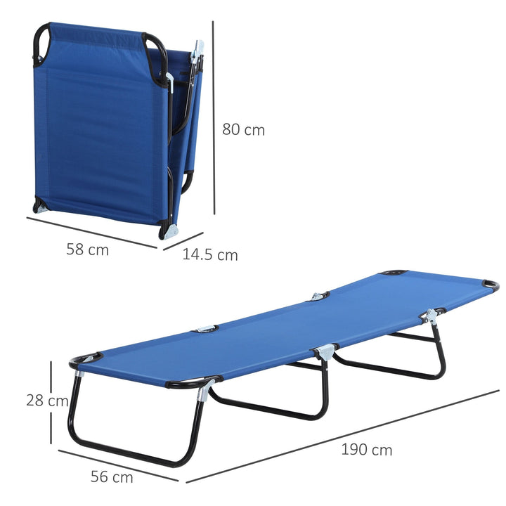Espreguiçadeira dobrável reclinável com ângulo ajustável de 3 posições para exterior carga 120 kg 190x56x28 cm Azul