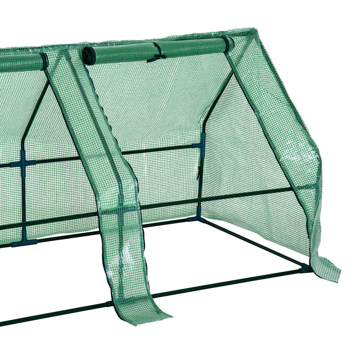 Estufa pequena com janelas - Cor verde - Tubos de aço e PE 140 g / m2 - 270x90x90cm