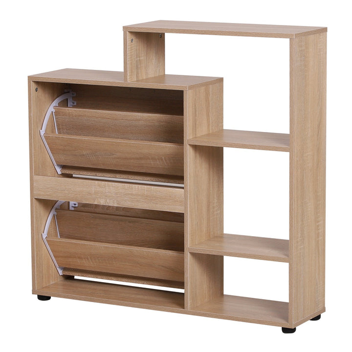 Sapateira de madeira com prateleiras armário para corredor 101,5x25,5x98cm madeira natural