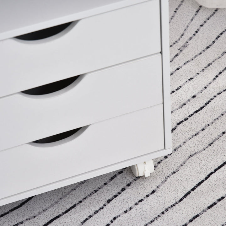 Móveis de escritório com 3 gavetas 4 prateleiras abertas 4 rodas 40x30x83 cm Branco