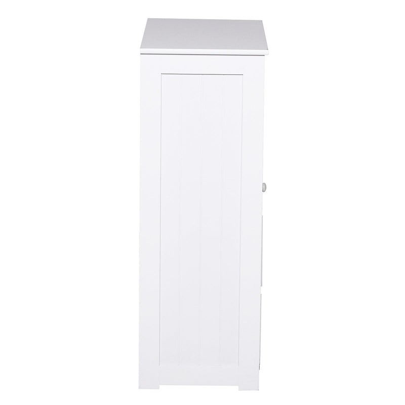 Armário de madeira para o banheiro ou entrada de móveis de madeira moderno organizador 1 portas e 4 gavetas Cor Branco 56x30x83 cm