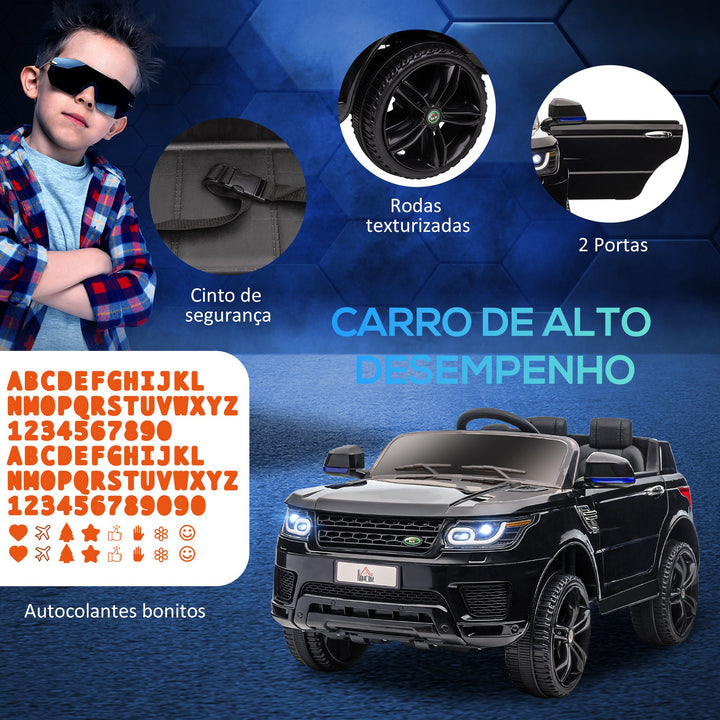 Carro Elétrico SUV para Crianças de 3-6 Anos Carro de Bateria 12V com 2 Motores Controlo Remoto Faróis Buzina Bluetooth Música USB e Abertura de Porta 3-5km/h 110x68x52cm Preto