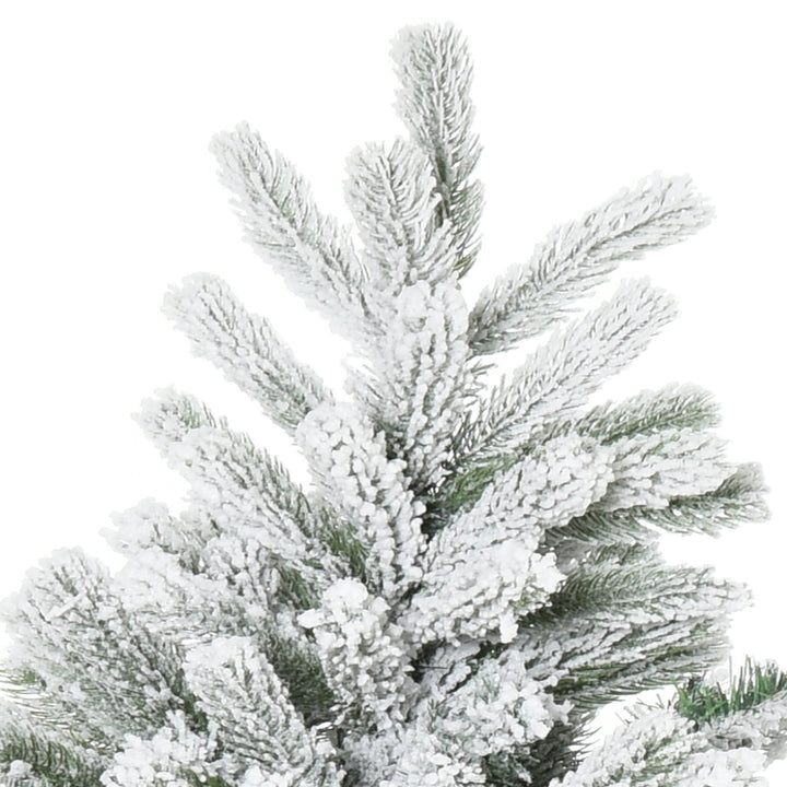 Árvore de Natal Nevada Artificial 150cm com 521 Ramos PVC e PE Base Dobrável e Suporte de Metal Decoração de Natal para Interiores Ø90x150cm Verde e Branco