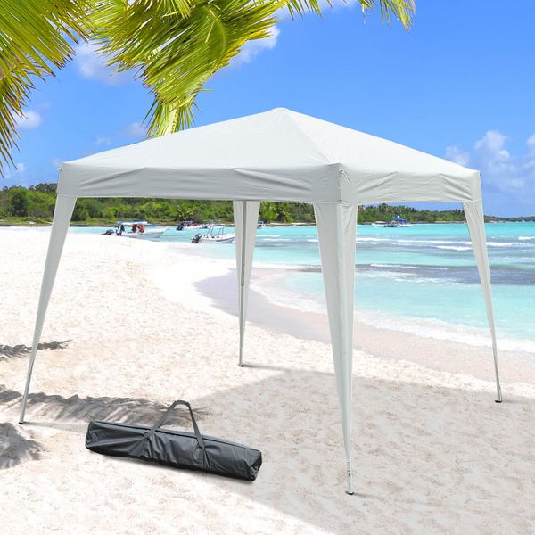 Tenda Dobrável para Exterior 3x3m para Jardim Parque de Campismo Festa Loja Eventos – Cor branco mate com tonalidade cinzenta– Aço e Oxford