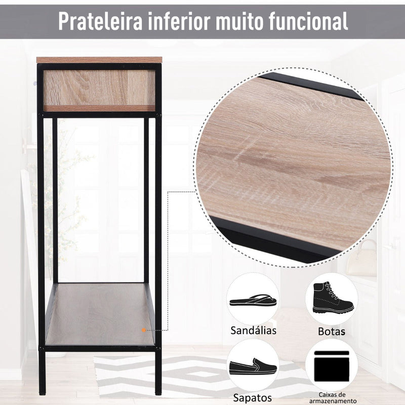 Mesa consola tipo aparador para corredor com 2 Gavetas e Prateleira Inferior 120x30x81,5 cm Carvalho