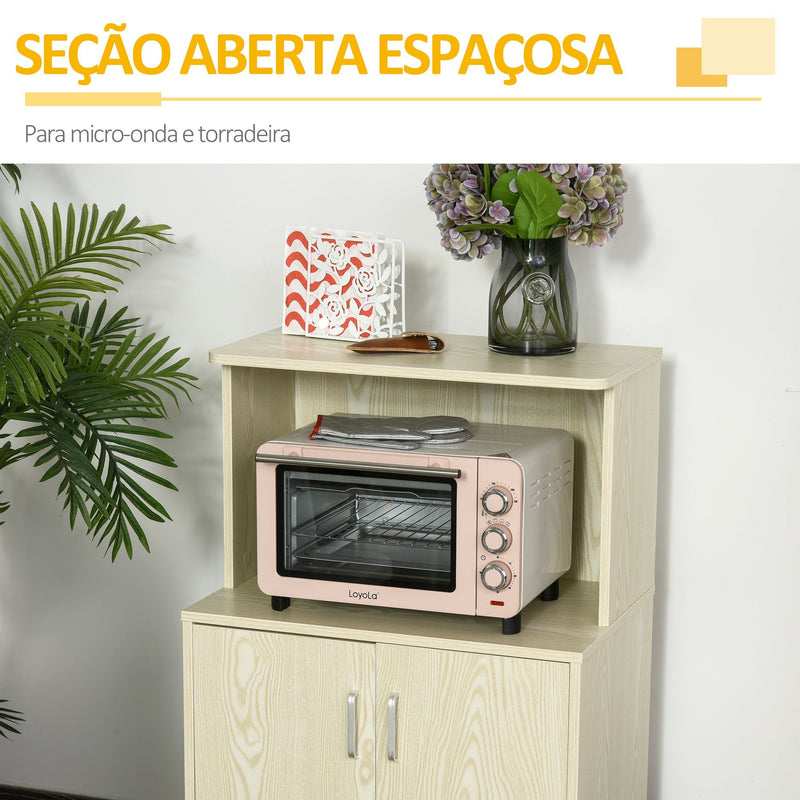 Armário de Cozinha Baixo com 2 Portas e Prateleira Ajustável com Rodas Carga 70 kg 60,4x40,3x97 cm Carvalho