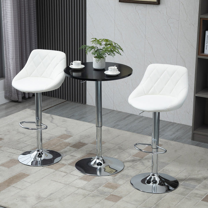Conjunto de 2 Bancos de Bar Giratórios com Altura Ajustável Bancos Altos Moderno de Cozinha com Base Redonda e Apoio para os Pés 51,5x48x83-104cm Branco