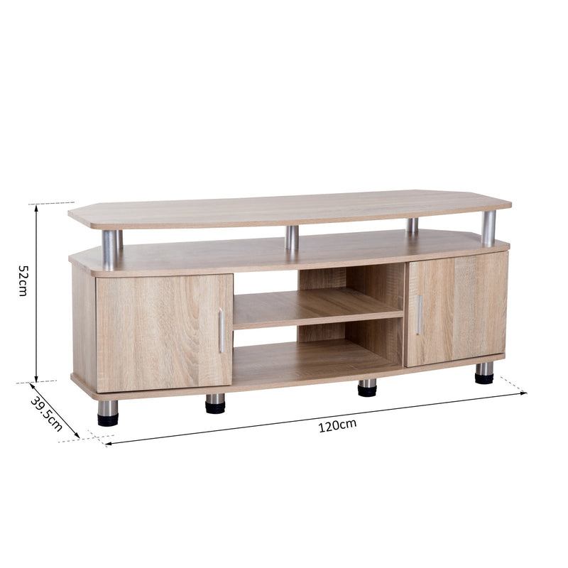 Móvel de Televisão mesa suporte de TV Armário com 2 portas e 2 estantes 120x39,5x52cm Cor Carvalho