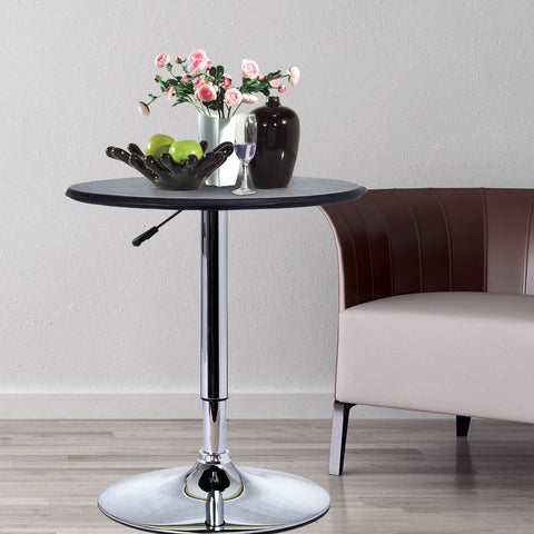 Mesa de Bar Redonda ajustável em altura hidráulica Pub Vinil Preto Ø63x(67-93) cm