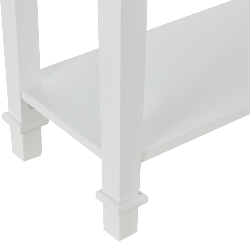 Mesa consola com 2 prateleiras 1 Gaveta Retro Removível 75,6x27,5x80,5 cm Branco