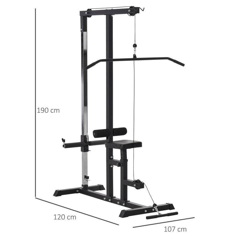 Máquina de Musculação Estação de Treinamento com Poleia e Assento Ajustável em Altura para Treinamento em Casa Academia Escritório Carga Máxima 100kg 107x120x190cm Preto