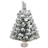 Árvore de Natal Artificial 60cm com 67 Ramos Ignífugos e Base de Cimento Decoração de Natal para Mesa Escritório Ø32x60cm Verde e Branco