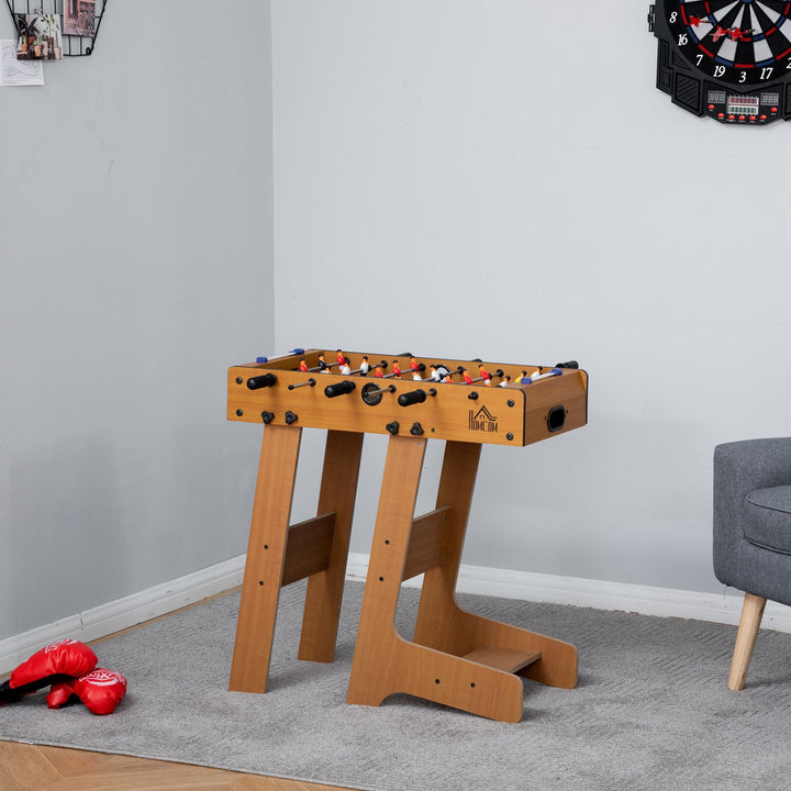 Mesa de Matraquilho para Crianças e Adultos Matraquilho 69x37x70cm com 2 Bolas 6 Hastes Metálicas 2 Placares de Pontos 18 Jogadores Pés Dobrável para Familias Festas Madeira