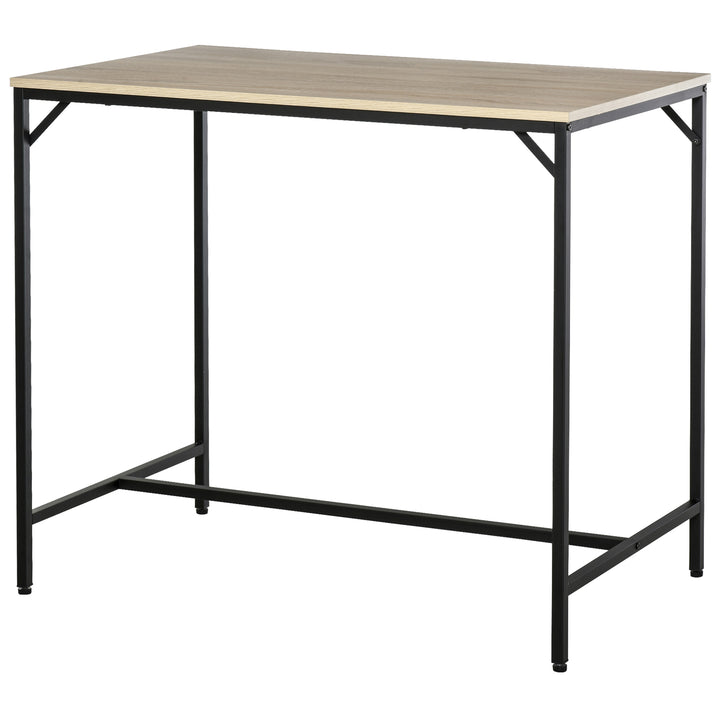 Conjunto de Mesa de Bar com 4 Bancos com Apoio para os Pés Conjunto de Móveis de 5 Peças Mesa de 100x60x88cm e Bancos de 32x32x57cm para Sala de Jantar Cozinha Preto e Carvalho