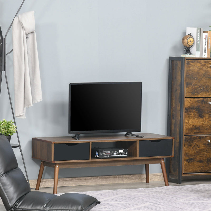 Suporte de TV para TV de 50 "com 2 gavetas e compartimento aberto Estilo Moderno 122x39x46 cm Marrom