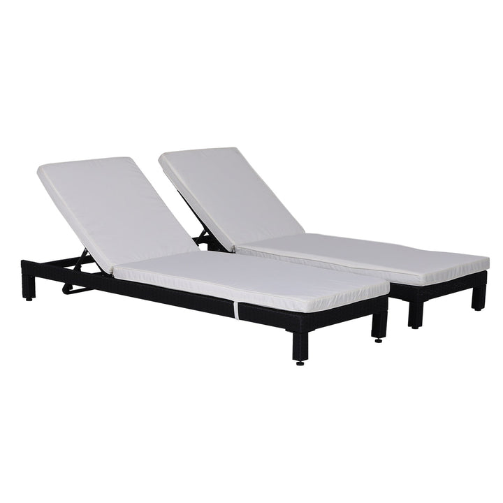 Conjunto de 2 espreguiçadeiras vime Chaise Longue com Almofadas Acolchoadas À Prova D'Água