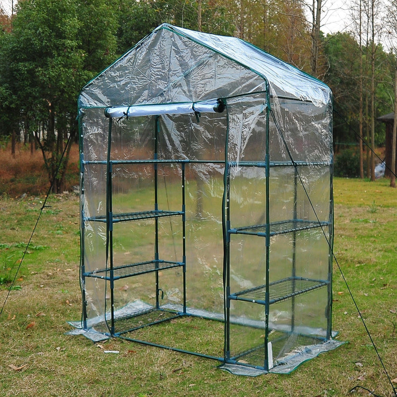 Estufa de jardim Cabana para colheitas Plantas Tomates Flores 143x73x195cm Tampa de tubo de aço PVC